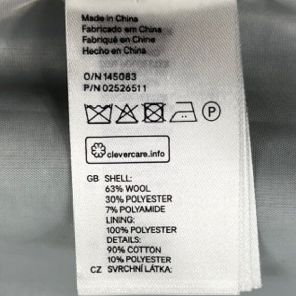 H&M Womens 3/4 Sleeve Wool Blend Boucle Fully Lined Blue Collarless Coat Size 6 - Picture 16 of 16